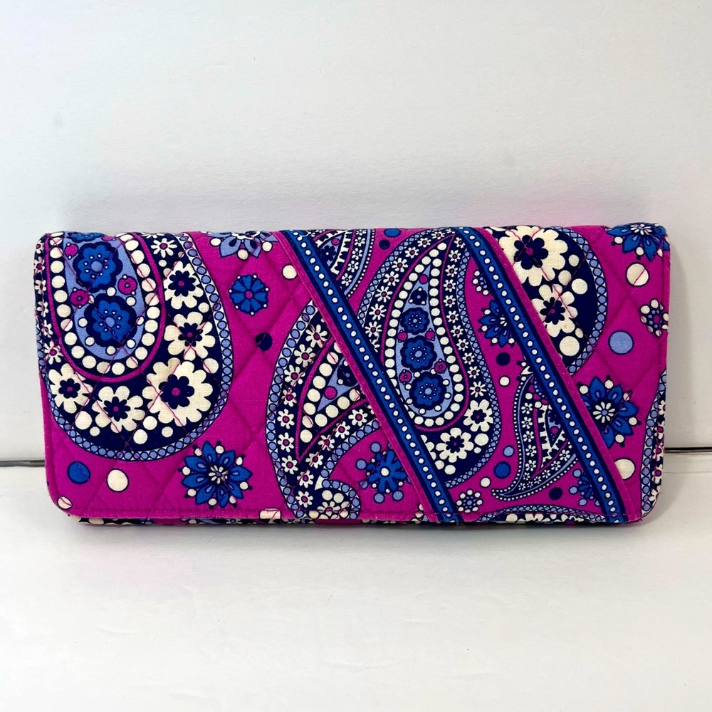 Vera Bradley Large Travel Organizer Passport Holder Wallet Boysenberry Paisley